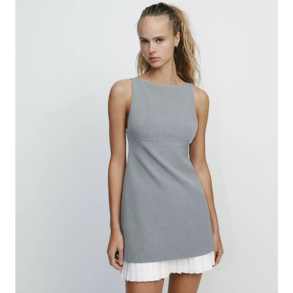 Zara NWT combination short poplin dress 2305/554